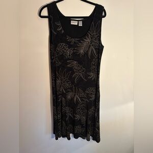 Chico's Black and Silver Floral Midi Dress